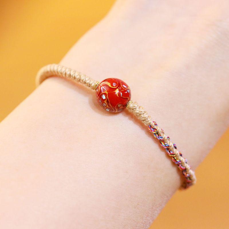 

Новый китайский стиль Ремешок для переноски краски Женский дизайн для особых интересов Ручное плетение Винтажный Художественный браслет Регулируемый 1mm Large lacquer hand rope