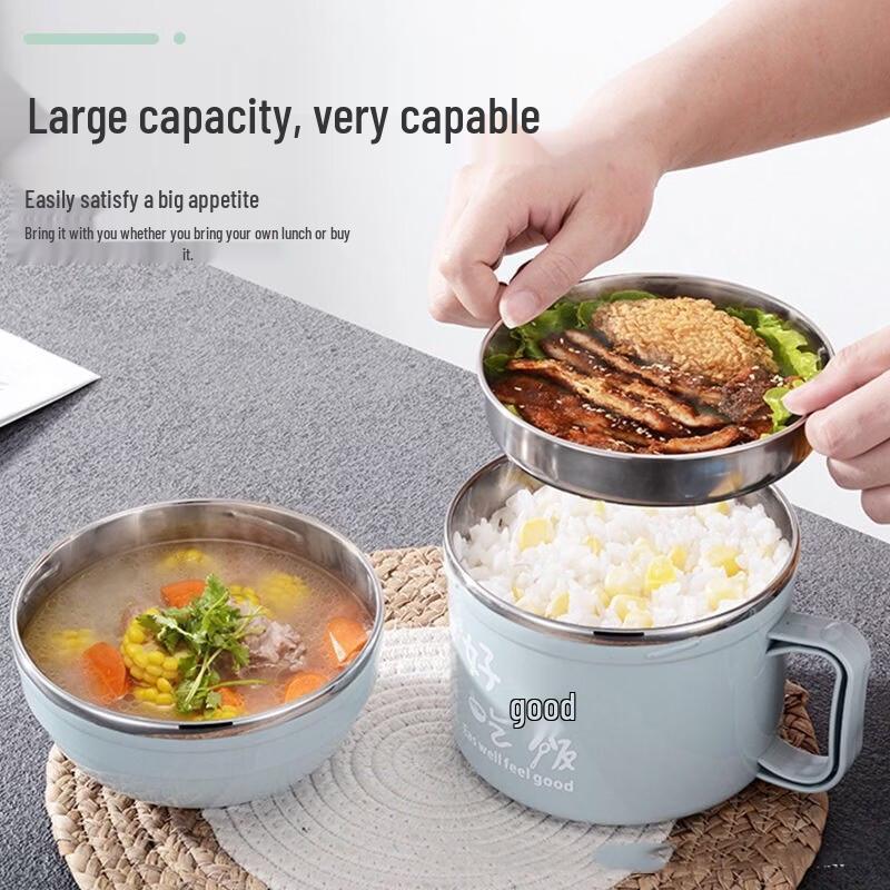 ZISIZ 304 Stainless Steel Portable Instant Noodle Bowl & Lunch Box