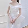 Light wedding dress 1011 new simple satin French fishtail temperament bride super fairy dream Mori travel dress skirt