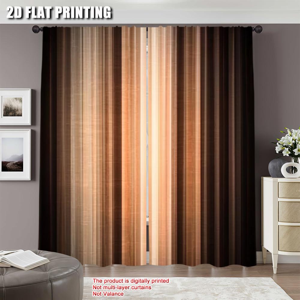 Set Of 2 Brown Curtain Bronze Copper Peach Tan Strip Rustic Vintage Modern Suitable Bedroom Bathroom Living Room Farmhouse Curtains Made Polyester