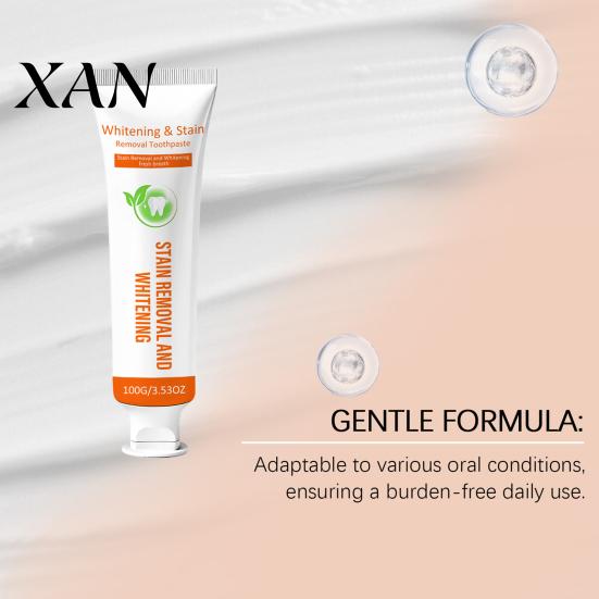 100G Care Toothpaste Stain Removal Teeth Whitening Toothpaste, Gentle Cleansing for Men Women, Fresh Breath Oral Mints Flavor Plaque