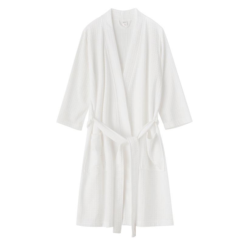 Korean Style Waffle Bathrobe: Lightweight, Breathable, Absorbent Women's Summer Pajamas for Sauna and Hot Spring.