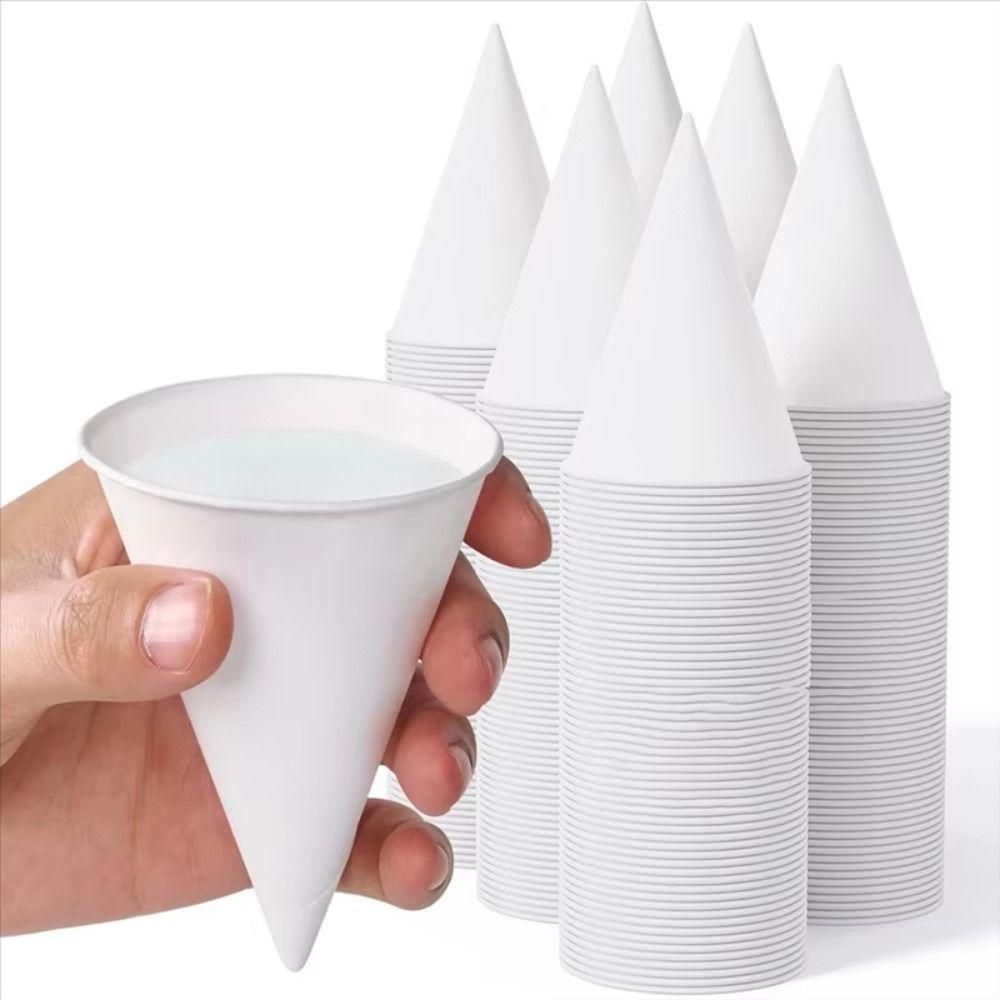 250Pcs 3.7 OZ White Paper Cone Cups Leakproof Cone Party Tableware Disposable Paper Cups  Gyms