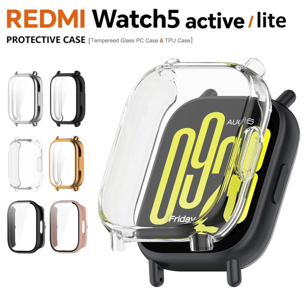 Étui de protection d'écran en TPU souple pour Xiaomi Redmi Watch 5 Active Verre trempé Boîtiers de montre pour Redmi Watch 5 Lite Protecteur
