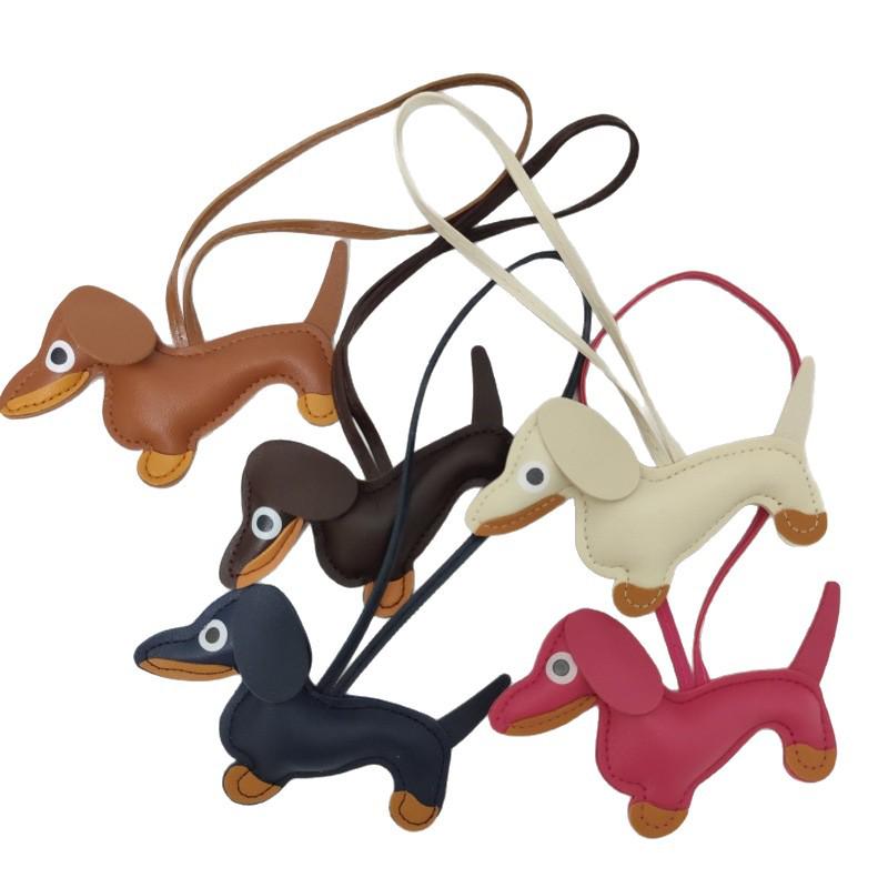 Cross-border Dachshund Pendant: Leather Cartoon Dog Bag & Phone Case Accessory for Cars