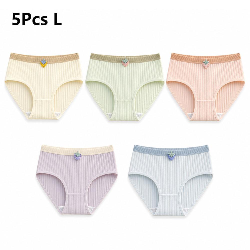 5Pcs Knitted Fabric Seamless Triangle Panties Large Size Mid Waist Underwear Comfortable Daily Wear