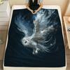 Flying Owl  Print Flannel Blanket, High Quality Comfortable for All Seasons, Home Decor, Warmth and Comfort