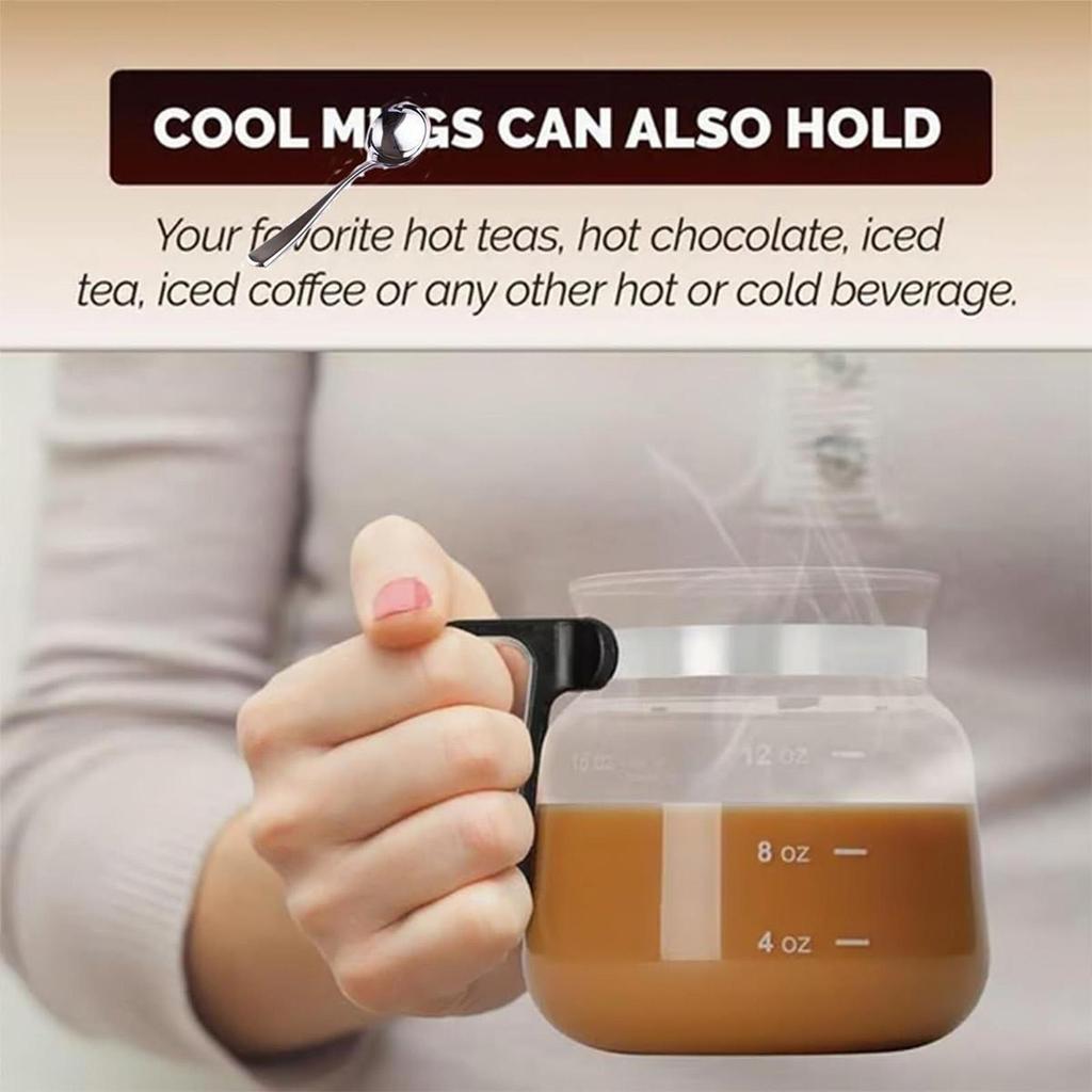16 Oz Glass Coffee Mug with Lid, Dishwasher Safe Heat-Resistant Cup for Car Office, Portable Tea Pot Home Outdoor Use