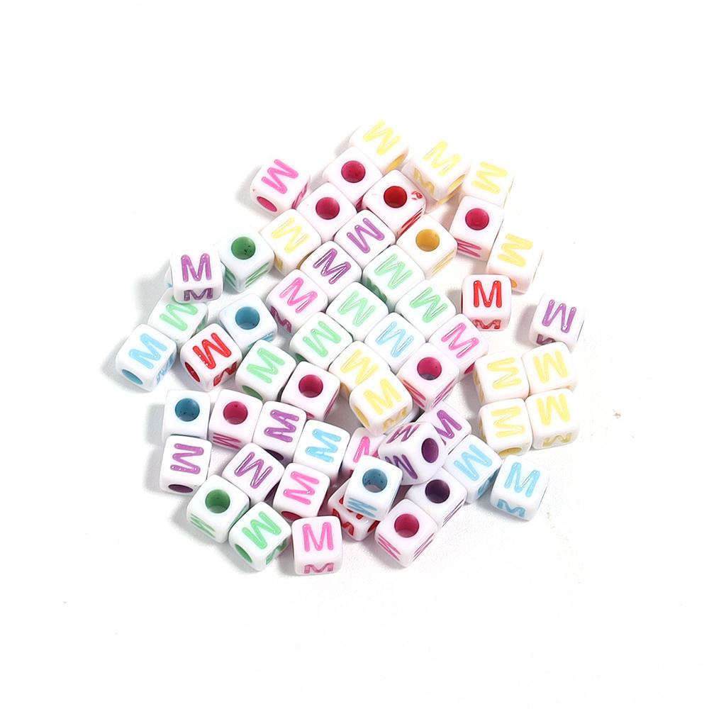 100pcs/lot  A-Z Acrylic Letter Bead Square Loose Spacer Alphabet Beads for DIY Bracelet Necklace Jewelry Making Supplies