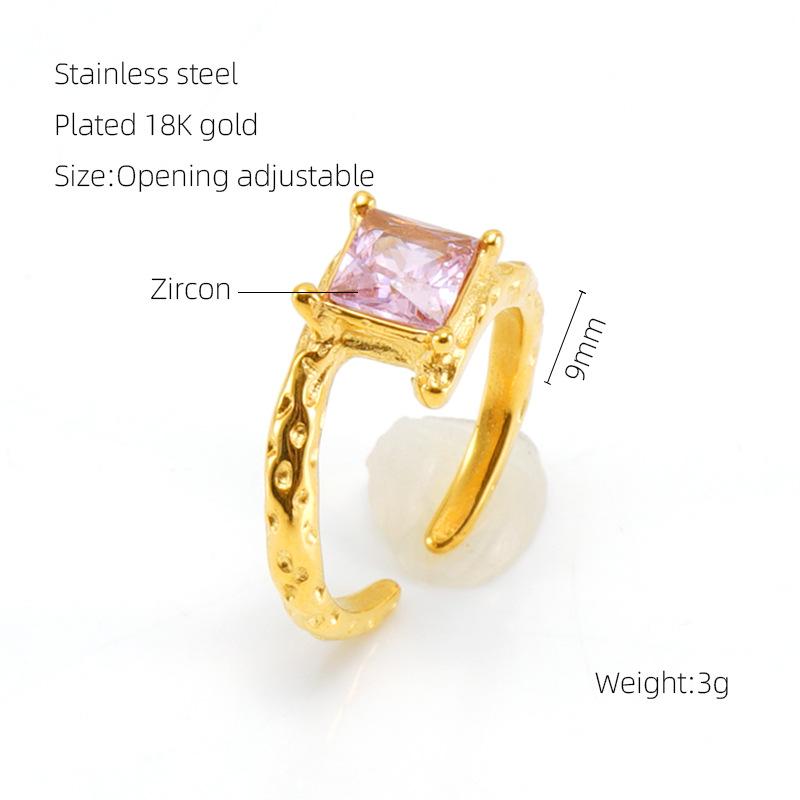 Bague ouverte 2026 Pierre Lumineuse Bague Zirconium Rétro 18K pour Femme