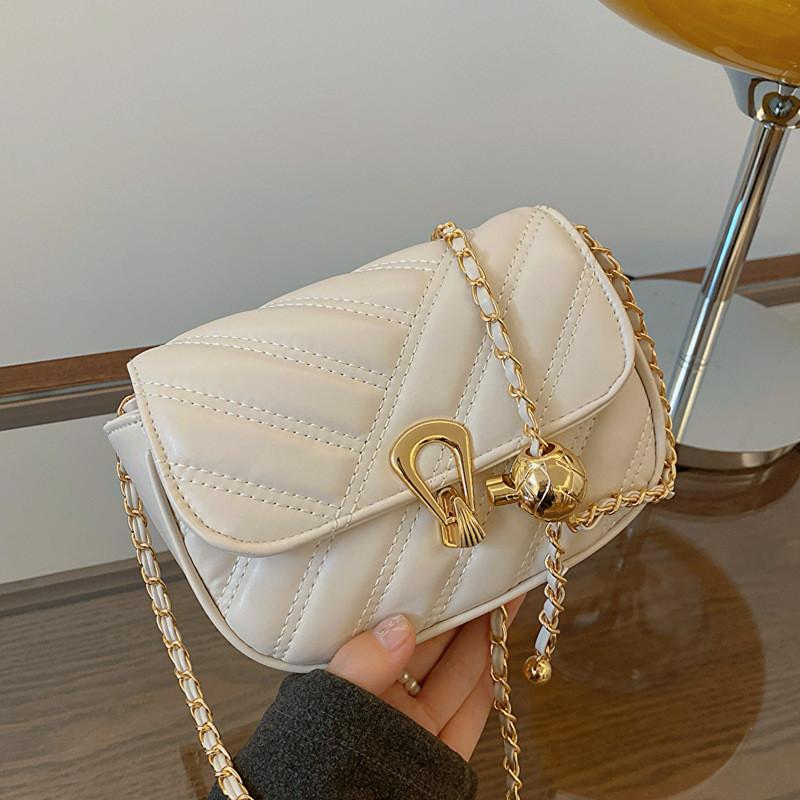 Small Fashionable Quilted Chain Shoulder Bag With Interior Zipper Pocket For Women