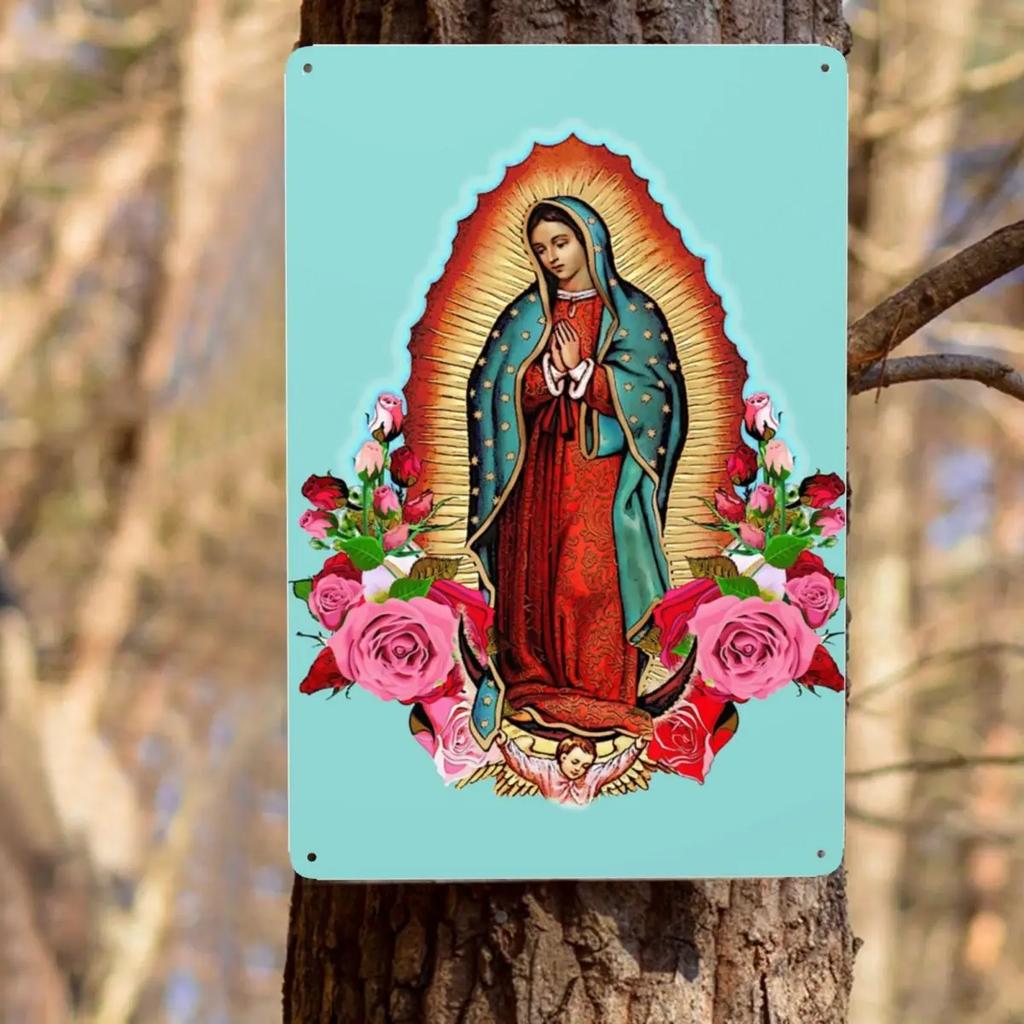 Retro Virgin Mary Of Guadalupe Metal Signs Custom Mexico Catholic Saint Tin Plaque Pub Cafe Yard Home Decor 30x20cm