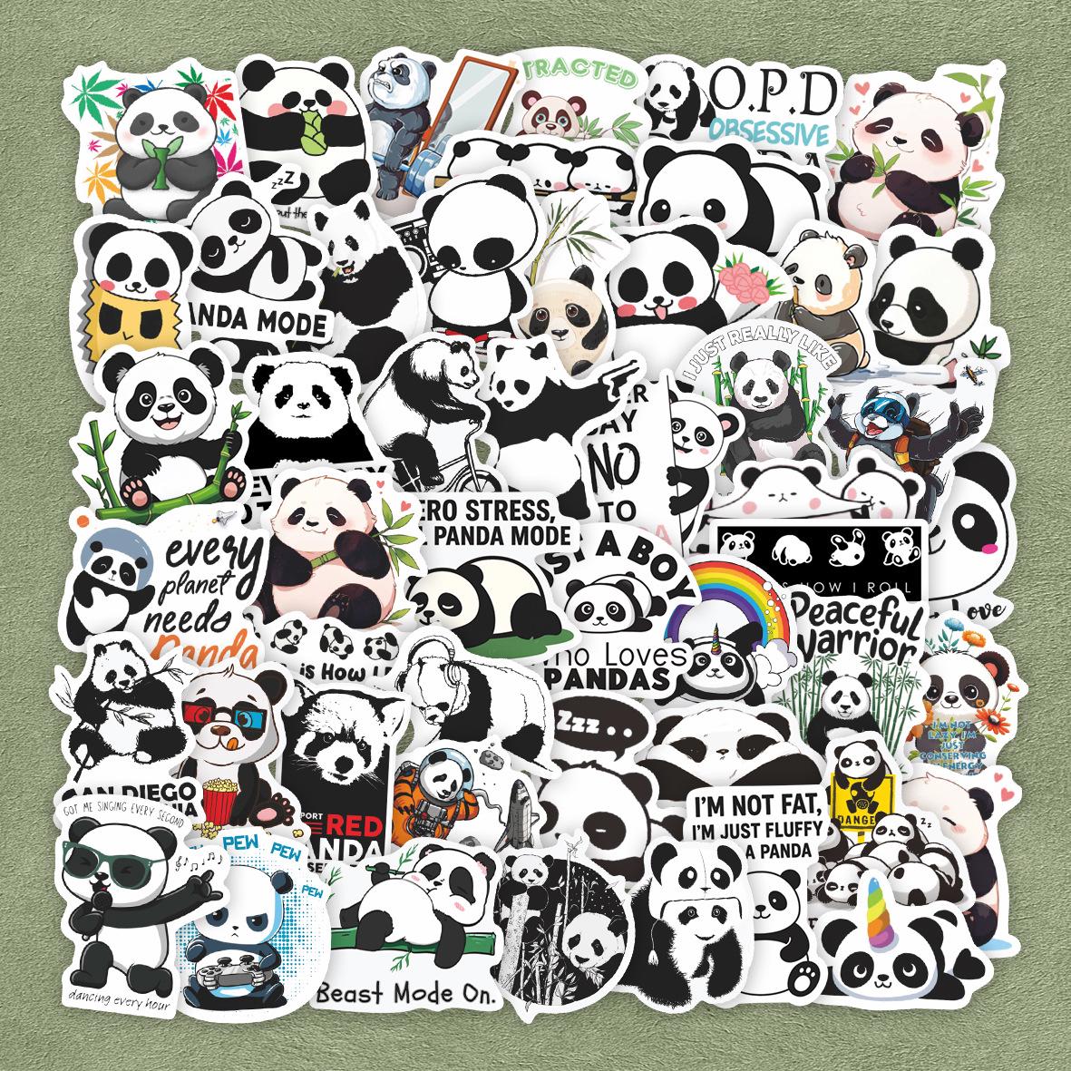 50 Cute Waterproof Panda Stickers: Perfect for Phones, Luggage, and Children s Decoration серый