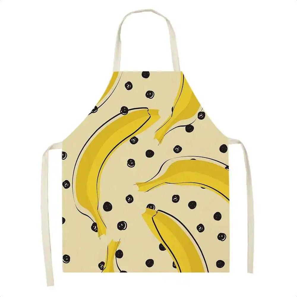 Ärmlöst förkläde Linne Kök Arbetsförkläde Ananas Frukt Tryckt Fruktmönster Midjelinje Hem Kökstillbehör Förkläde Kvinnor
