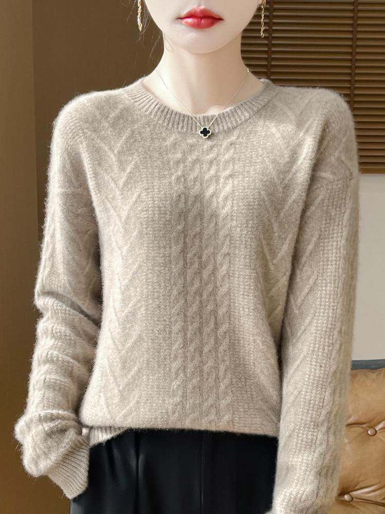 Women's Cashmere Sweater Qinghe Cashmere 30% Cashmere 70% Wool Autumn and Winter Cashmere Pullover Soft and Warm