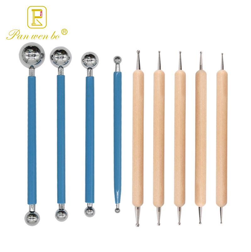 Kit de Sculptură din Lut cu 9 Piese pentru Studenți: Unelte pentru Crestat, Punctat și Tije Rotunde pentru Ceramică.