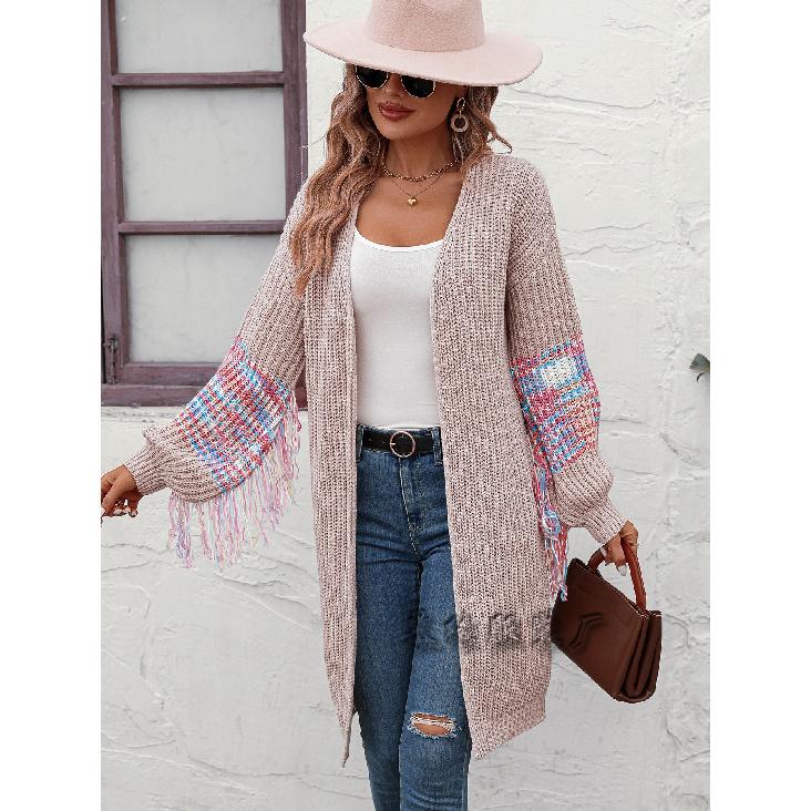 

Новый европейский и американский женский вязаный свитер с кисточками на осень и зиму 2024 года XL абрикосовый