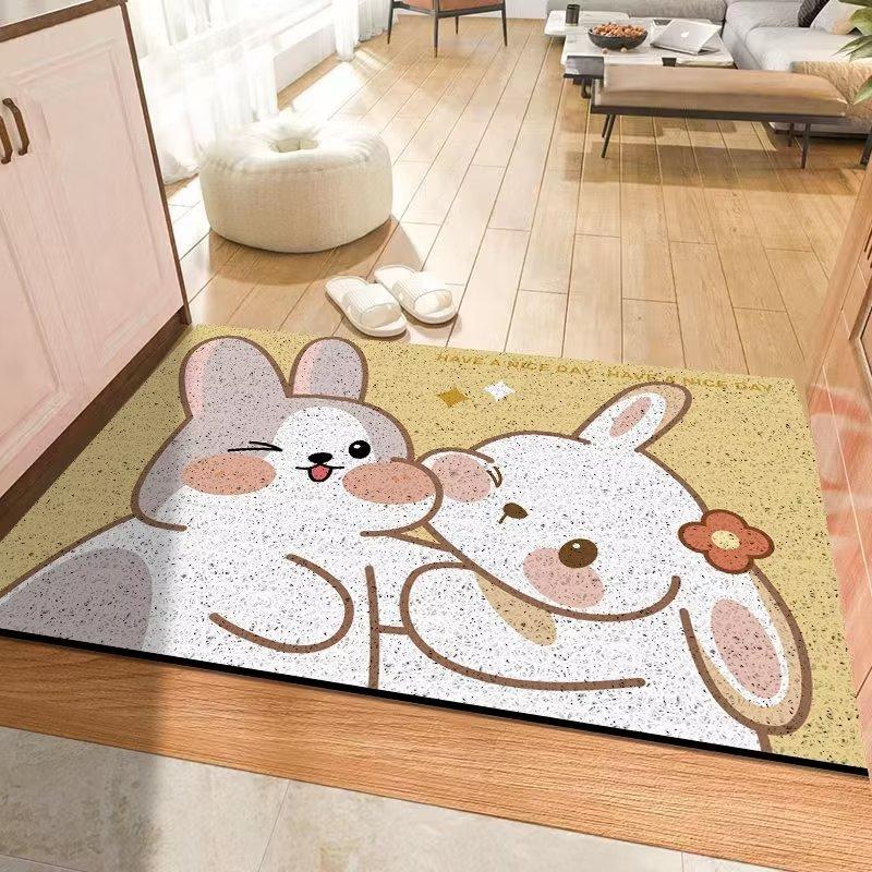 

Мультяшный милый коврик для входной двери из ПВХ с проволочным кольцом, коврик для входной двери, который можно резать и царапать, грязевой коврик 40*60cm