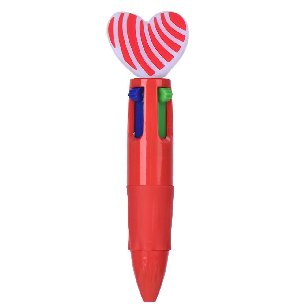 Four-color Ballpoint Pen Cute Cartoon Creative Valentine's Day Gift Multi-color Pen Heart-shaped Pressing Love Pen