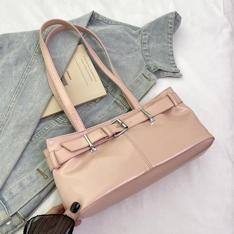 Trendy and Fashionable Women's Baguette Bag, Underarm Bag, Personalized Versatile Foreign Style Niche Simple Solid Color Shoulder Handbag