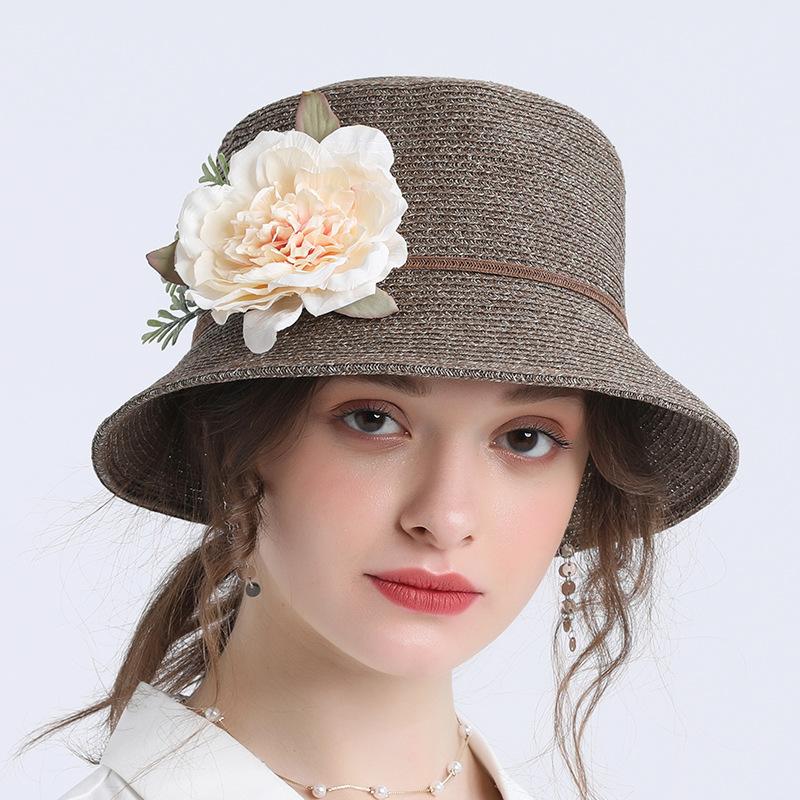 Women's European and American Floral Decorative Straw Hat, Spring and Autumn Personality Is Good with Adult Hat, Adult Women's Straw Hat