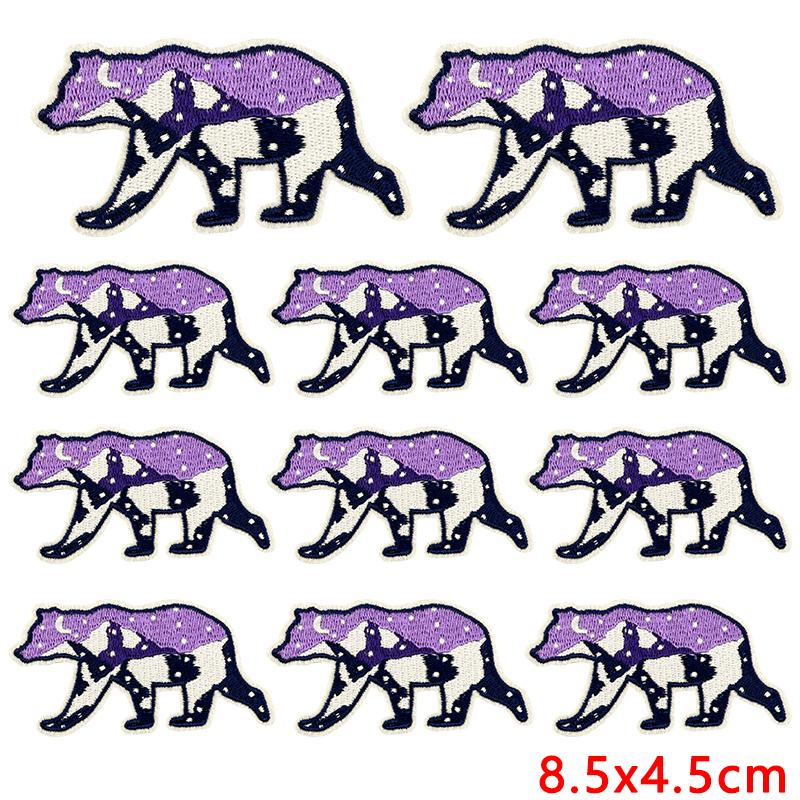 10uds Venta al por mayor Parches Bordados de Osos Animales de Dibujos Animados Paisajes Naturales Parches Termoadhesivos DIY Sombreros Chaquetas Insignia para Coser Decoración