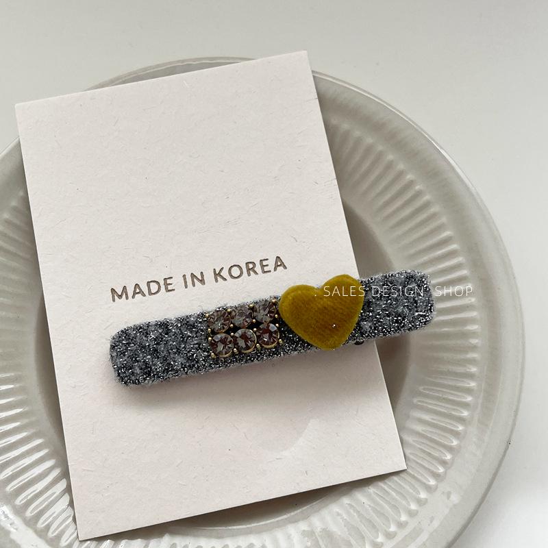 Korean Style Rhinestone Heart Hair Clip - Fashionable, Versatile, Simple Design for Women