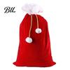 Christmas Decorative Treat Bags Velvet Santa Gift Bags, Large Red Soft Fabric Present Sack with Drawstring Closure, Reusable Claus Bag for Holiday