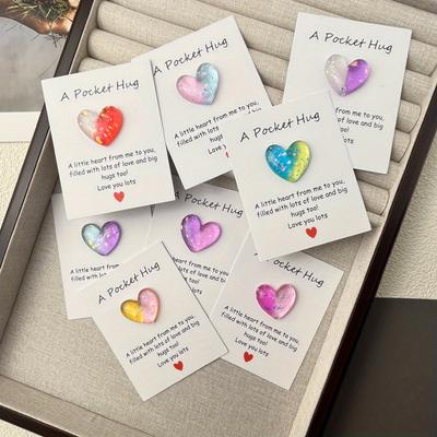 8 Stück Niedlicher kleiner Herz-Taschenumarmung, dekorierte Taschenumarmung mit Aufmunterungskarte, besonderer Geburtstag, Hochzeit, Party, Valentinstag