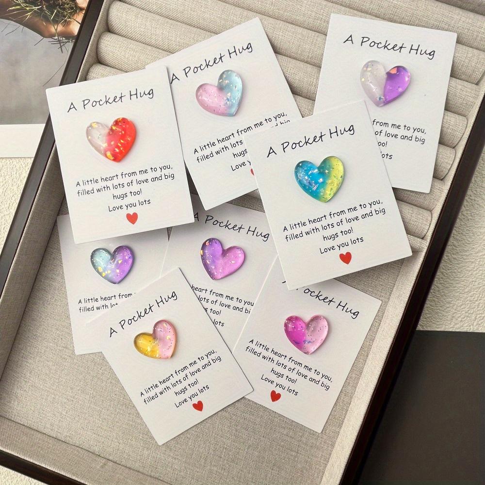 8pcs Cute little heart pocket hug, decorated pocket hug with encouragement card, special birthday, wedding, party, Valentine s