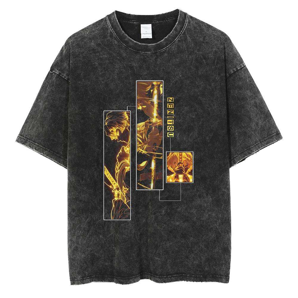 Hot Anime Demon Slayer Tokitou Muichirou Graphic Print Tshirt Men Manga Casual T-shirts Washed Cotton T Shirt Harajuku Male Tops