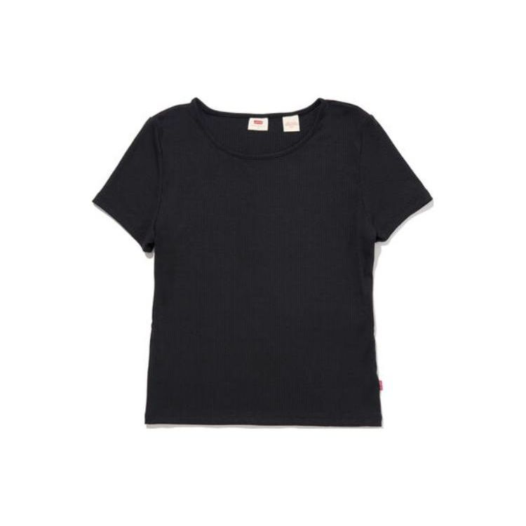 

Женская футболка Levis однотонная с круглым вырезом, с коротким рукавом, обычного кроя, топы, черная A7320-0000 XS