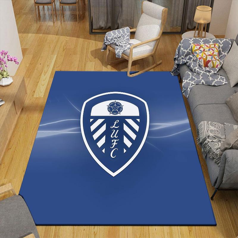 Leeds United Flannel Pattern Square Carpet,Area Rug,Carpet Rug for Living Room Bedroom Sofa Playroom Decor,Non-slip Floor Mat