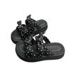Popular yellow retro thick-soled one-word slippers women's 2025 new summer wear heightening soft-soled non-slip sandals
