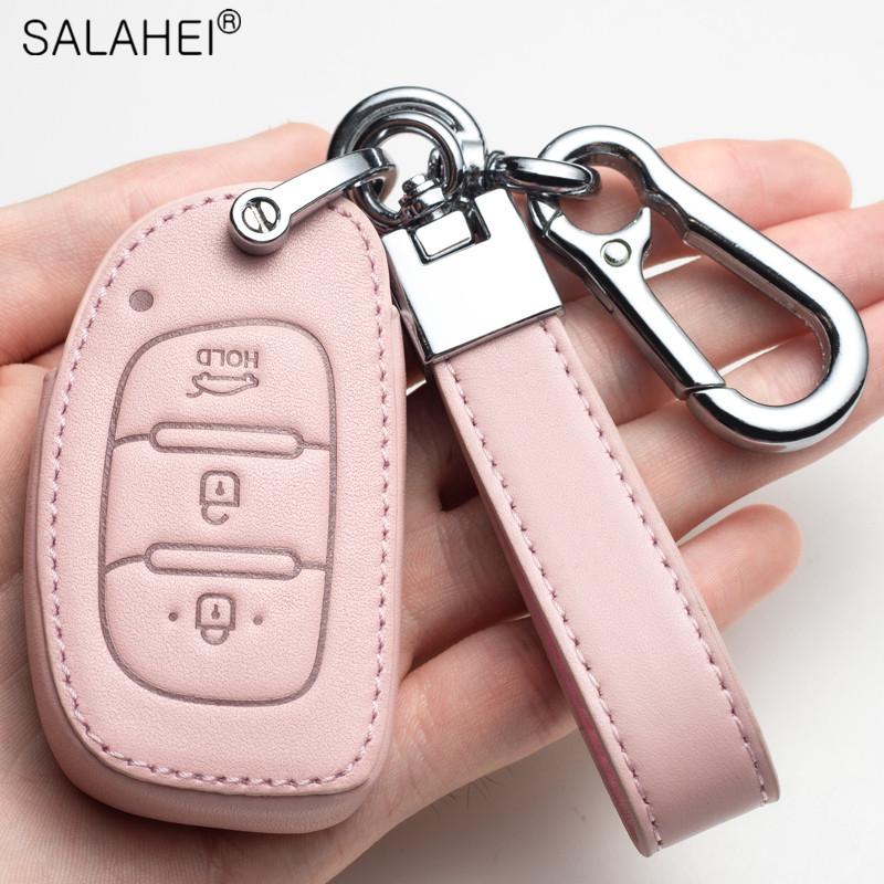 Leather Car Smart Key Cover Case Holder Protection For Hyundai Tucson Mistra Ix25 Ix35 I20 I30 I40 Hb20 Tm