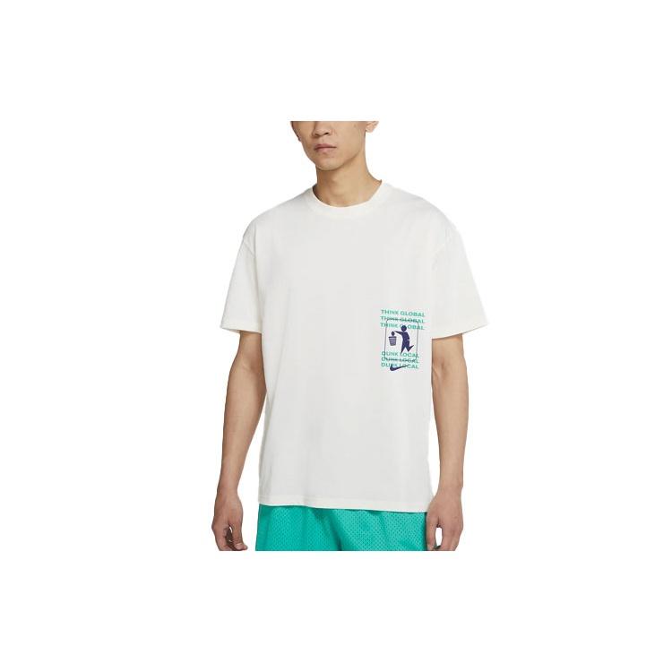 Nike Printing Basketball Sports Round Neck Short Sleeve White Men s DJ1577-901 S