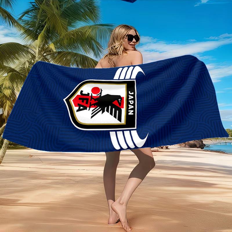 Japan Football Association Emblem Beach Towel, Quick-drying, Easy to Care for, Suitable for Both Fitness and Beach Vacations,Sports Essential