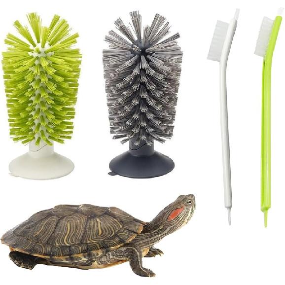 Набор из 4 щеток-черепах - Щетка для чистки панциря черепахи с присоской для аквариума, удаление водной грязи, царапин с панциря черепахи, для стимуляции роста панциря 4 Pack