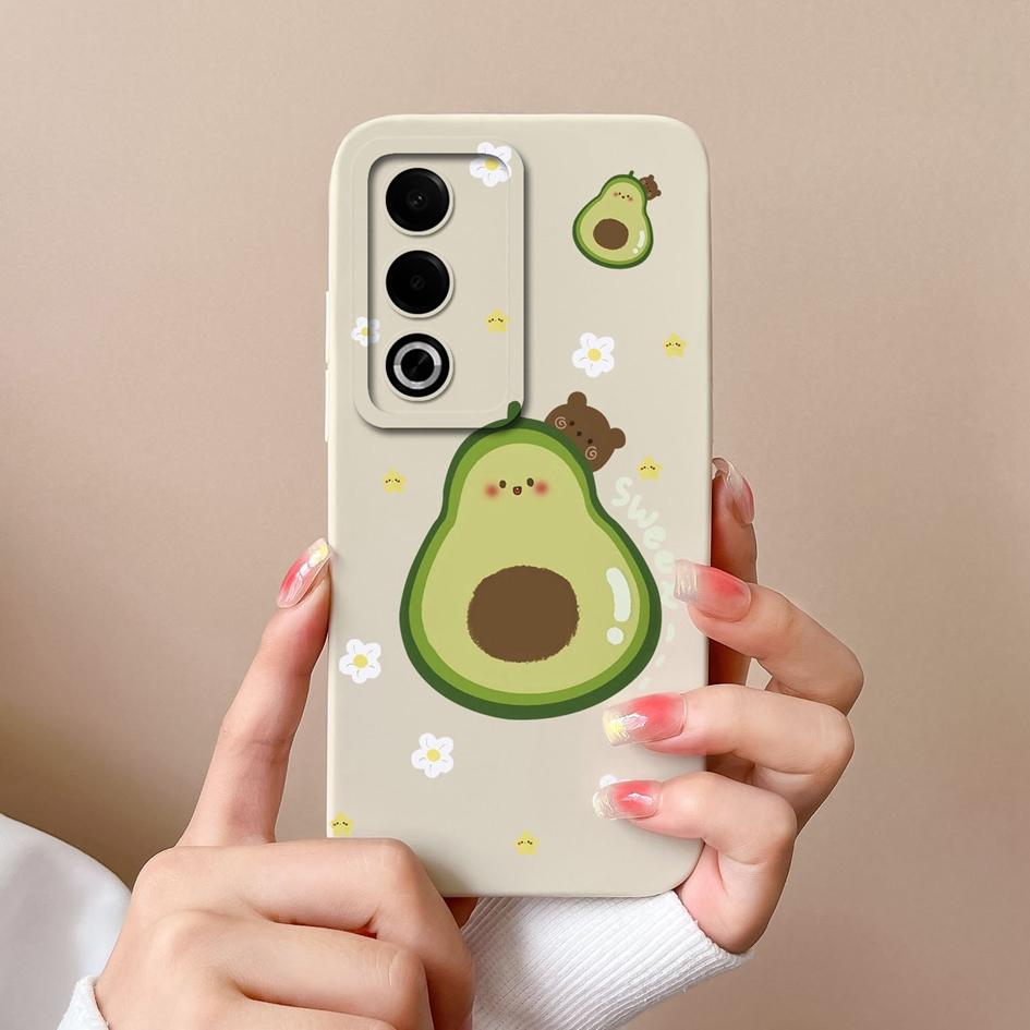 Case For OPPO Narzo 70 Pro Realme P1 Pro A3 Pro Funny Avocado Pattern Covers Screen Protector Liquid Silicone Painted Anti Drop Shell Housing For OPPO
