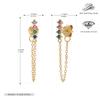 NEW Fashion Jewelry S925 Sterling Silver Long Tassel Chain Colour Small Zircon Gold Plated Stud Earring Jewelry for Women