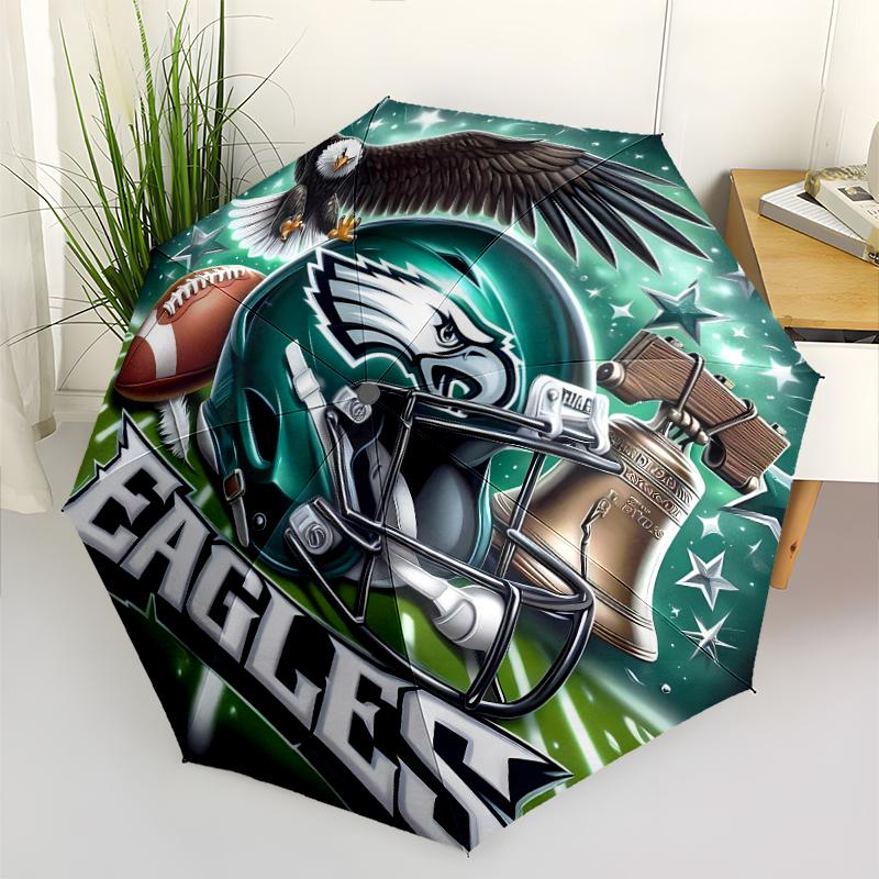 Rugby team logo Print Automatic Umbrella, 8 Rib Iron Frame, Plastic Handle, Suitable for Outdoor Travel &Daily , Ideal Gift
