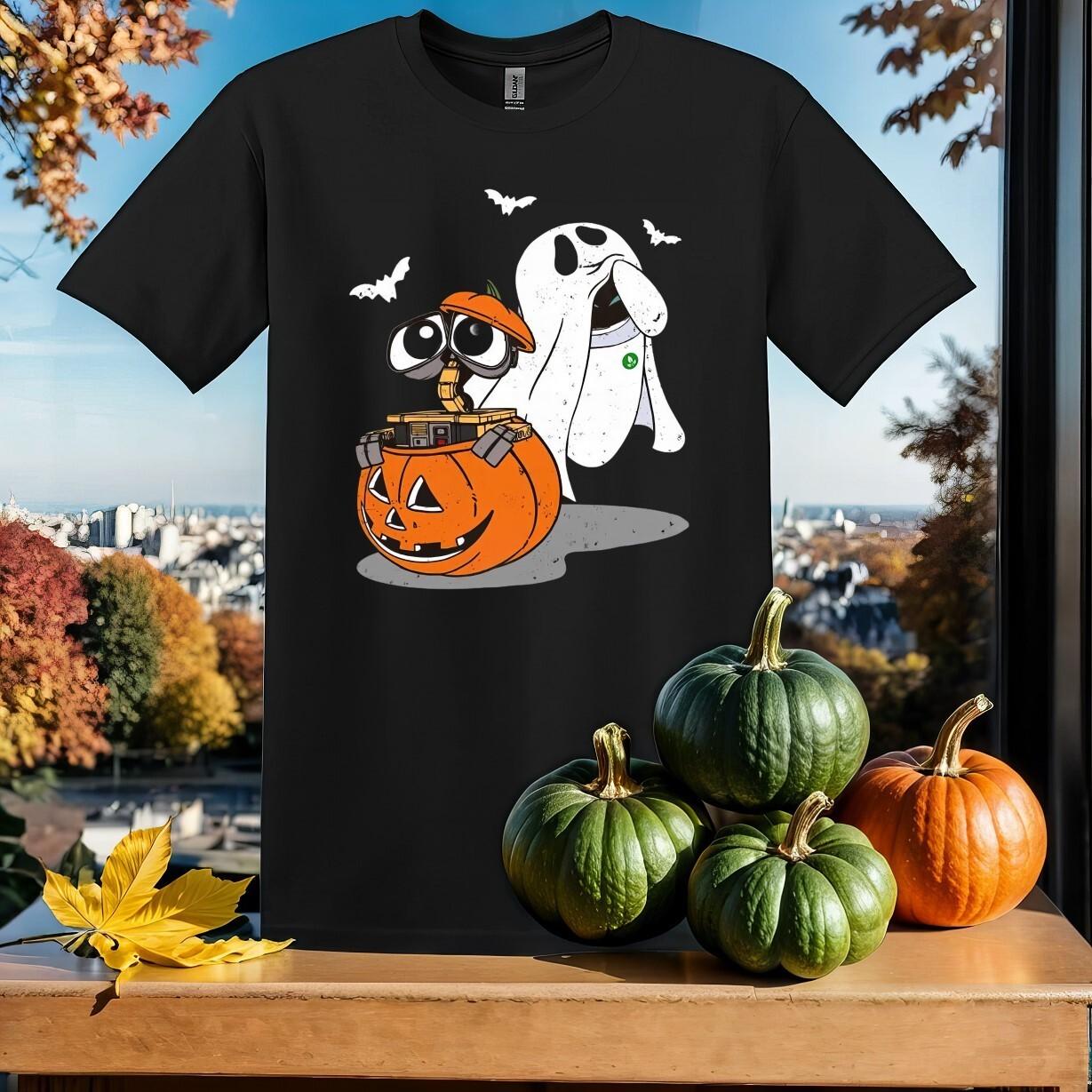 Cute Wall E And Eve Pumpkin T-Shirt Mens Womens Tees Top T Shirt Mens Womens Tees Top Men Women Unisex Tshirt SY71 2XL