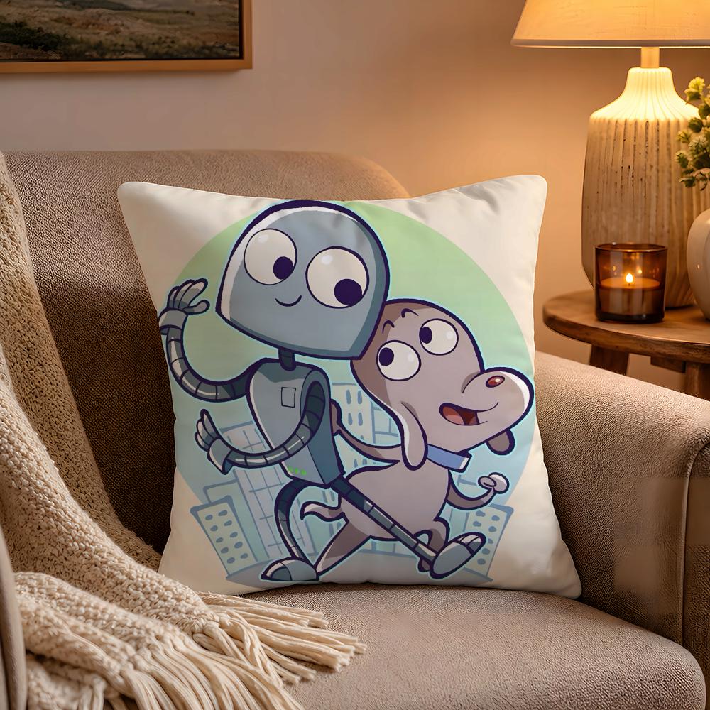 Healing RRobot Dreams Anime Cushion Cover Soft Plush Cushion Cover Double Print And Invisible Zipper For Sofa Home Car Use