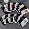 Zufällige 5 Paar Socken in großer Größe, schweißabsorbierende Sport-Basketballstrümpfe, Frühling und Sommer, schwarz und weiß, Herren-Halbvadensocken