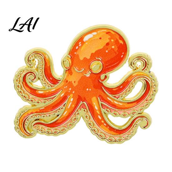 Ocean Life Enamel Pin Cartoon Sea Animal Metal Brooch Dolphin Whale Seahorse Octopus Brooch Badge Pin Hats Bags Scarves Clothes Decorative Accessory
