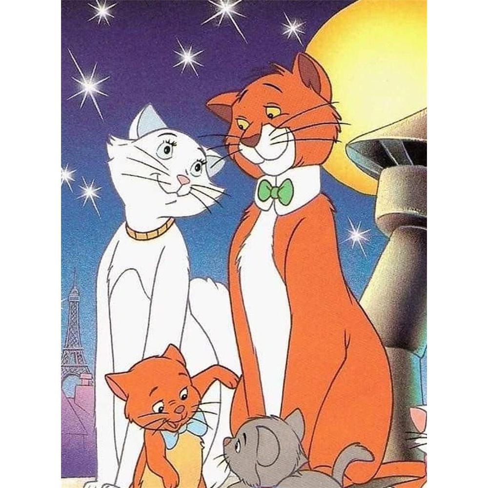 

Disney Cartoon Diamond Painting The Adventures of A CatA Cozy Parisian Moonlit Night 5D DIY Art Cross Stitch Kit Mosaic Embroidery Home Decor Gift Round 20x30cm