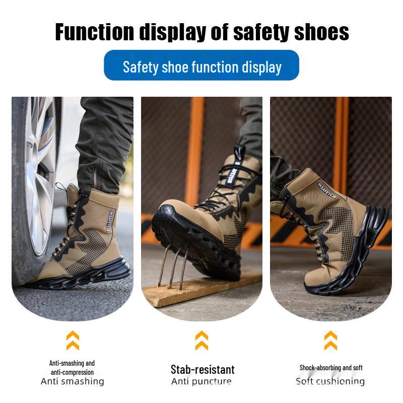Men's High-Top Waterproof Safety Boots – Anti-Smash, Anti-Puncture, Comfortable for Extended Wear