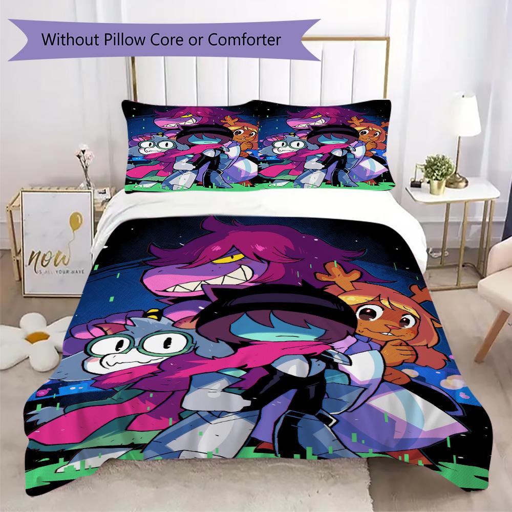 Deltarune Pattern Bedding,Quilt Set Quilt Cover Pillowcase Home Birthday Gift (1*duvet Cover+2*pillowcase,without core)XSJT0917125