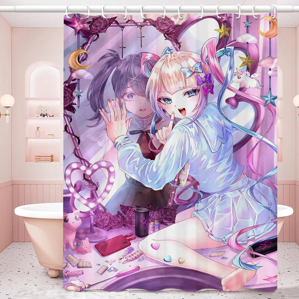 Needy-Girl Overdose Shower Curtain Bath Curtain Print Polyester Fabric Waterproof Bathroom Curtains With Hooks Bath Screen