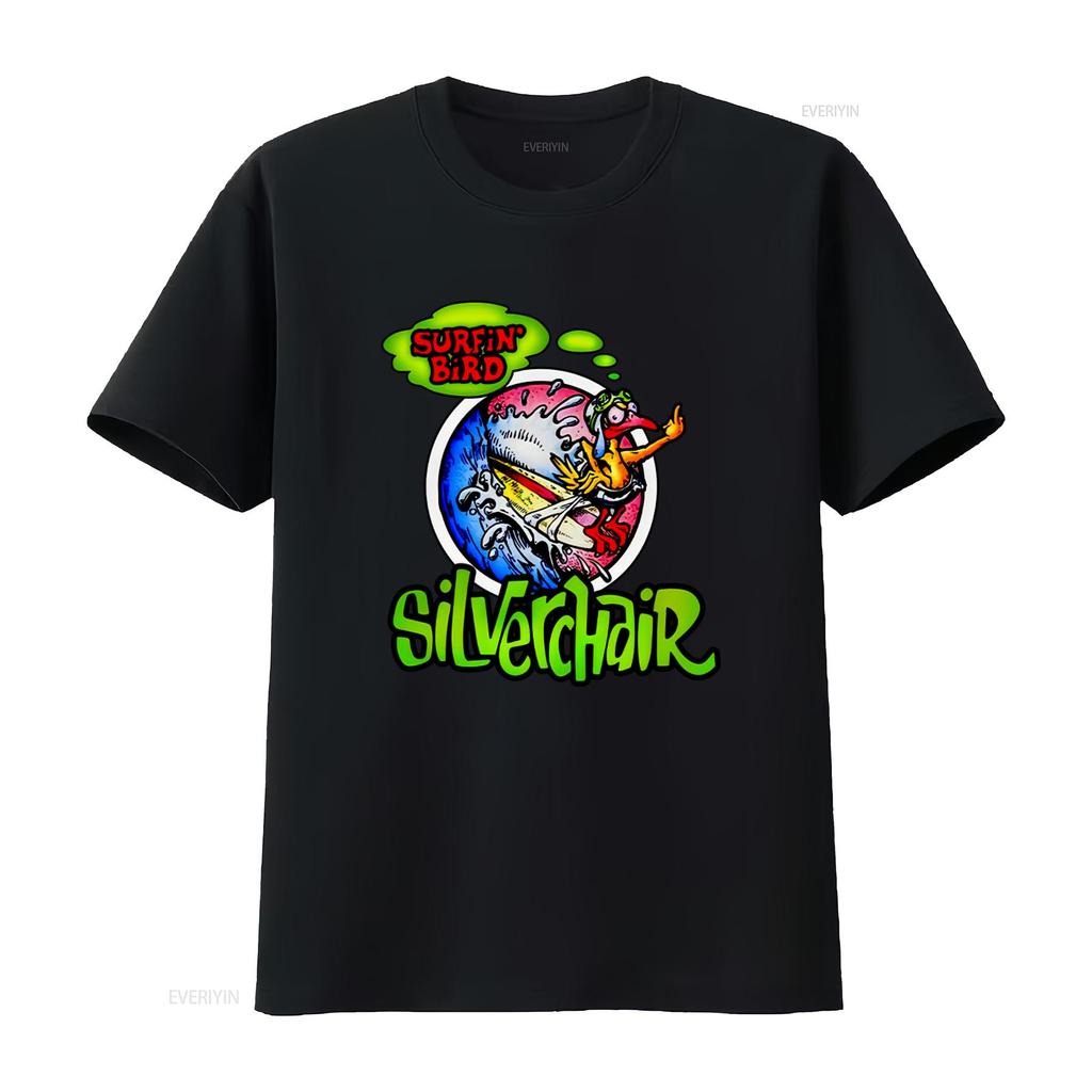 SILVERCHAIR Surfing Bird T Shirt 1995 Tour Design Rock Band Merch Vintage Washed Stylish Top For Everyday Wear Designer Clothes